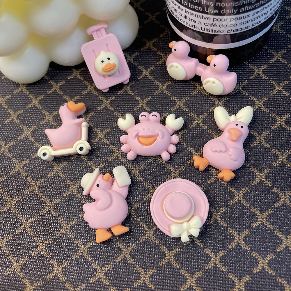 vịt hồng Resin phụ kiện dép Crocs charm DIY khóa giày crocs jibbitz Nhựa trang sức Phụ kiện trang trí giày crocs nút trang trí điện thoại di động Nắp đậy / Khung ảnh / Cốc nước / Túi Nguyên liệu làm phụ kiện handmade sáng tạo