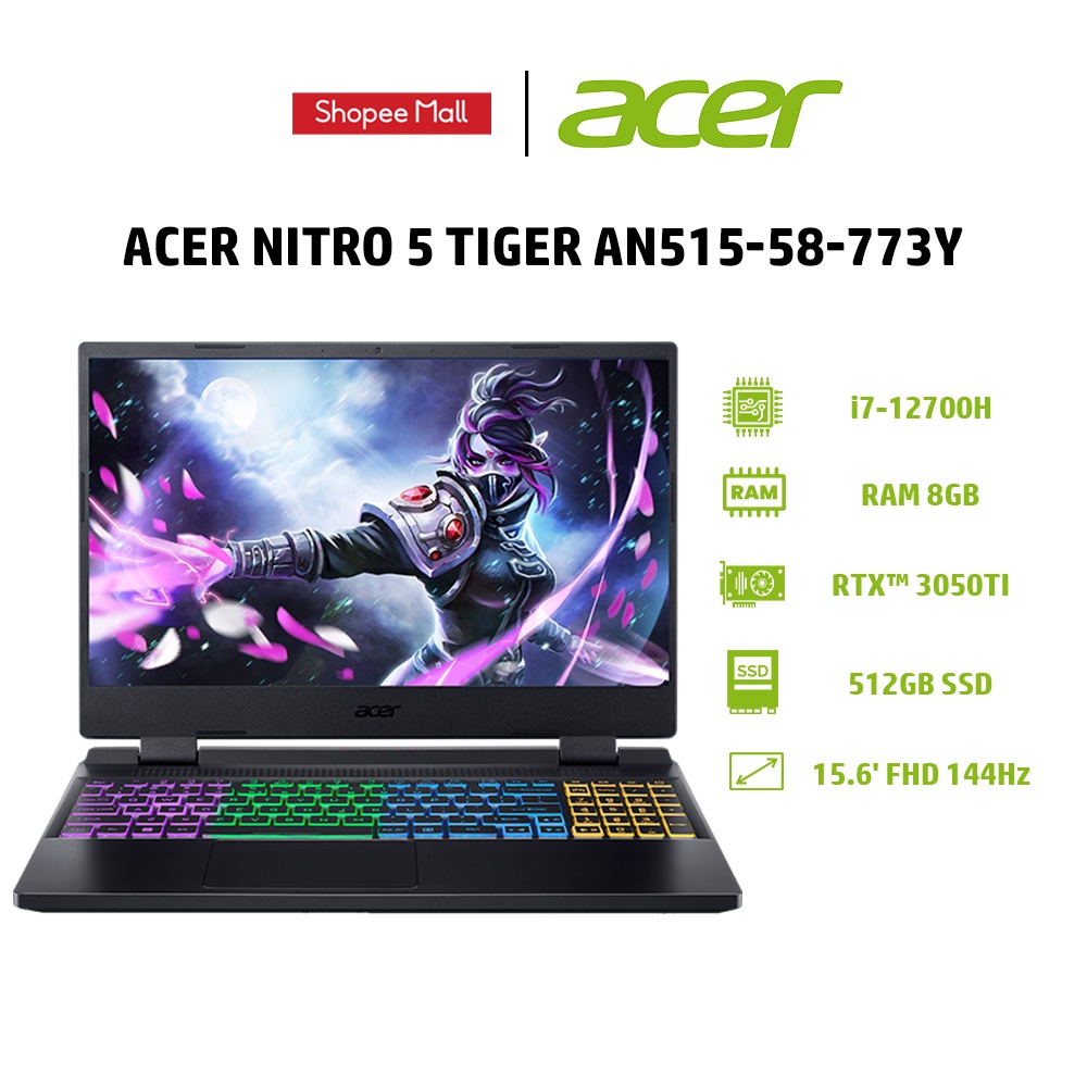 Laptop Acer Nitro 5 Tiger AN515-58-773Y i7-12700H |GeForce RTX™ 3050Ti 4GB | 15.6" FHD