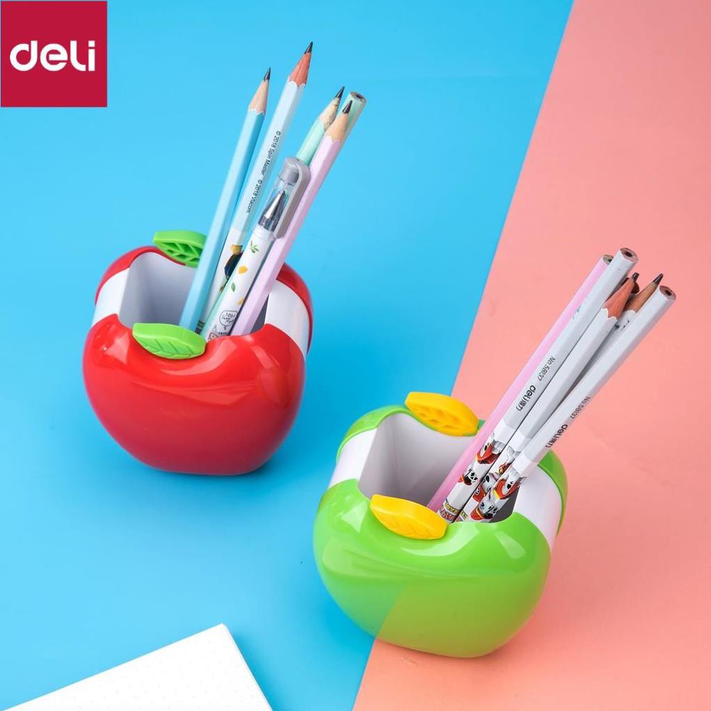 Cốc cắm bút quả táo Deli - Đỏ, Xanh lá - 1 chiếc - E9139 [Deli]