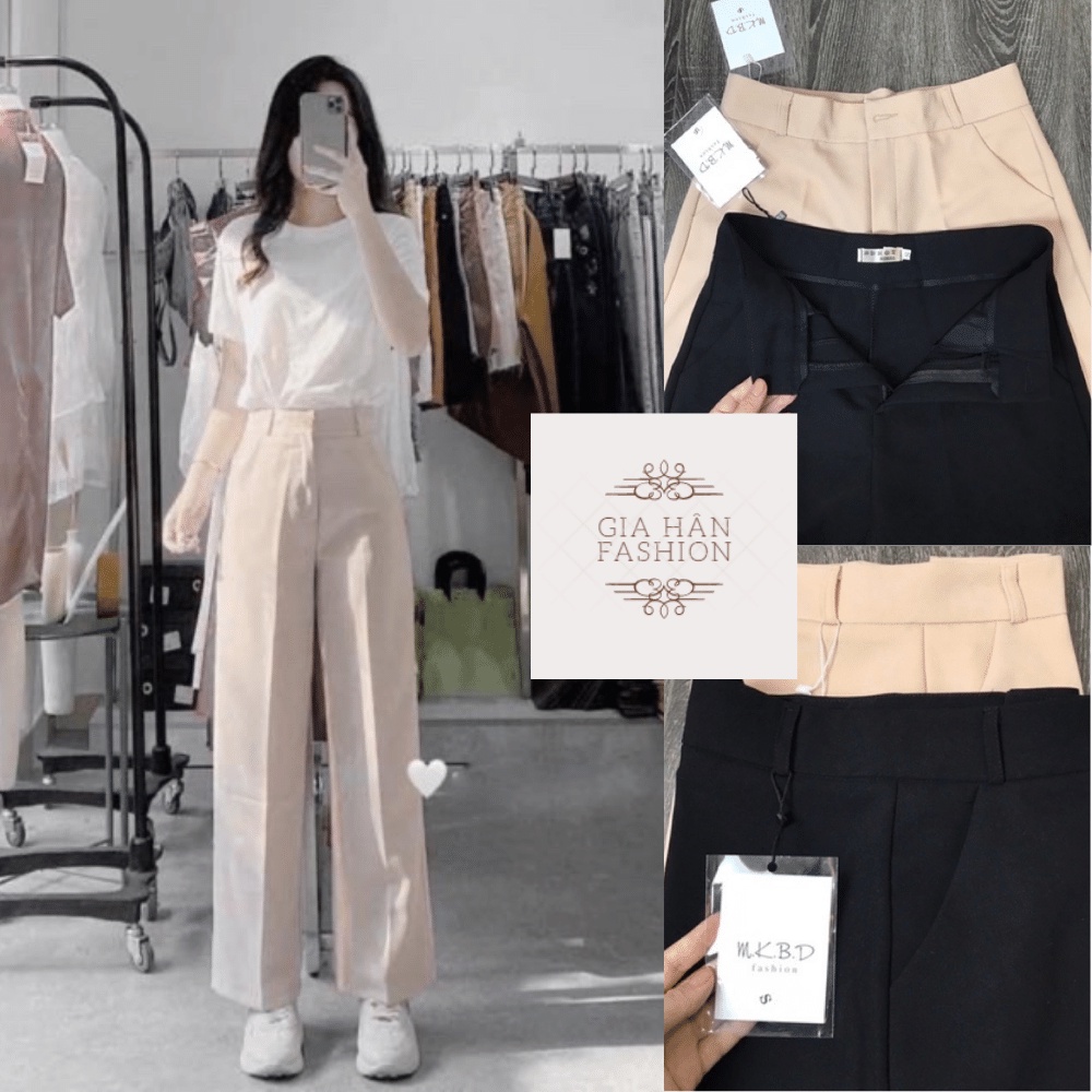 Mã 062 Quần Ống Rộng Cạp Cao, Quần Dài Ống Suông Nữ Cạp Khóa Trước Vải Vitex Cao Cấp