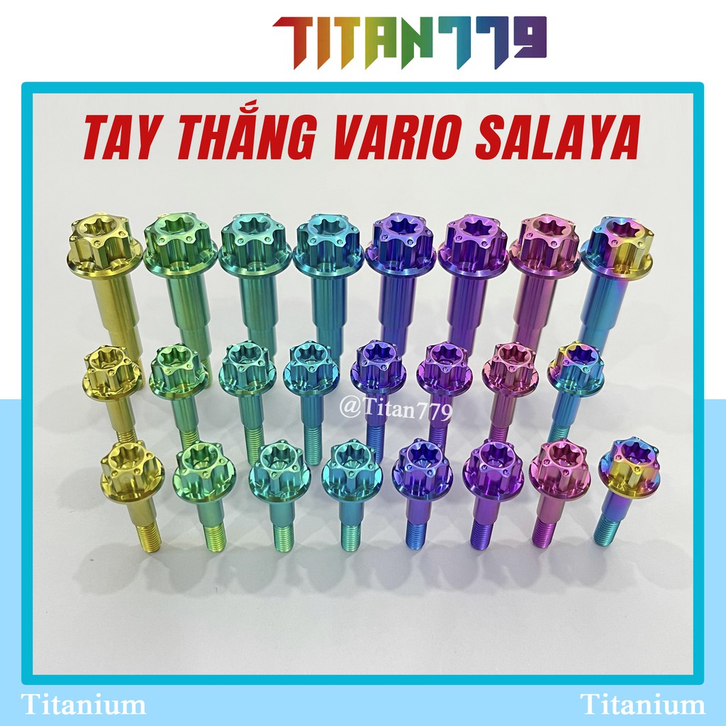 (48) Tay thắng zin VARIO đầu SALAYA, đầu dù Titan Gr5 XỊN một bộ gồm 3 ốc 1 ốc tay phải, 2 ốc bên trái