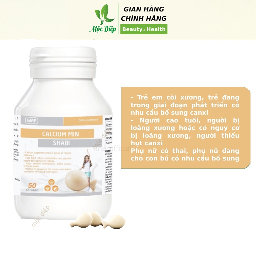 Canxi D3 cho bé dạng nhai phát triển chiều cao Calcium Min Shabi bổ sung canxi d3 giúp xương chắc khỏe - Mộc Diệp