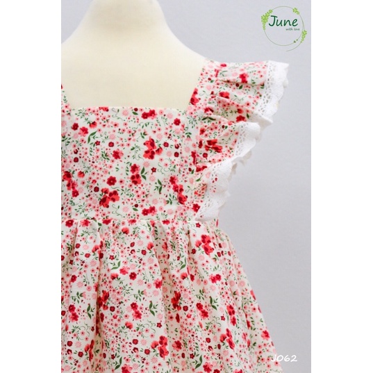 VÁY ĐẦM HOA NHÍ ĐỎ BÈO CÁNH TIÊN BÉ GÁI