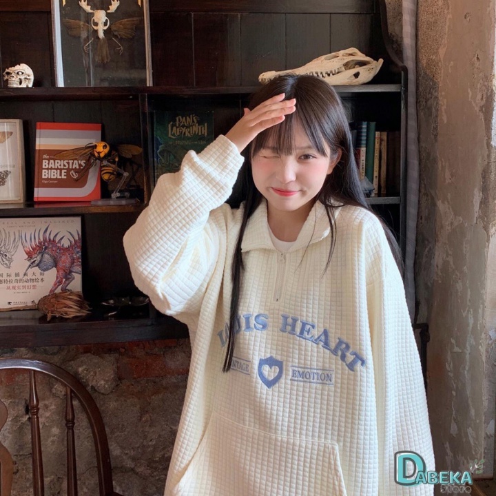 Áo Sweater Nỉ Polo Nữ Cổ Khóa Dáng Rộng Dài Cá Tính - Sweater Zip Cổ Cao Kéo Khóa Nữ  Ulzzang - Dabeka - A138