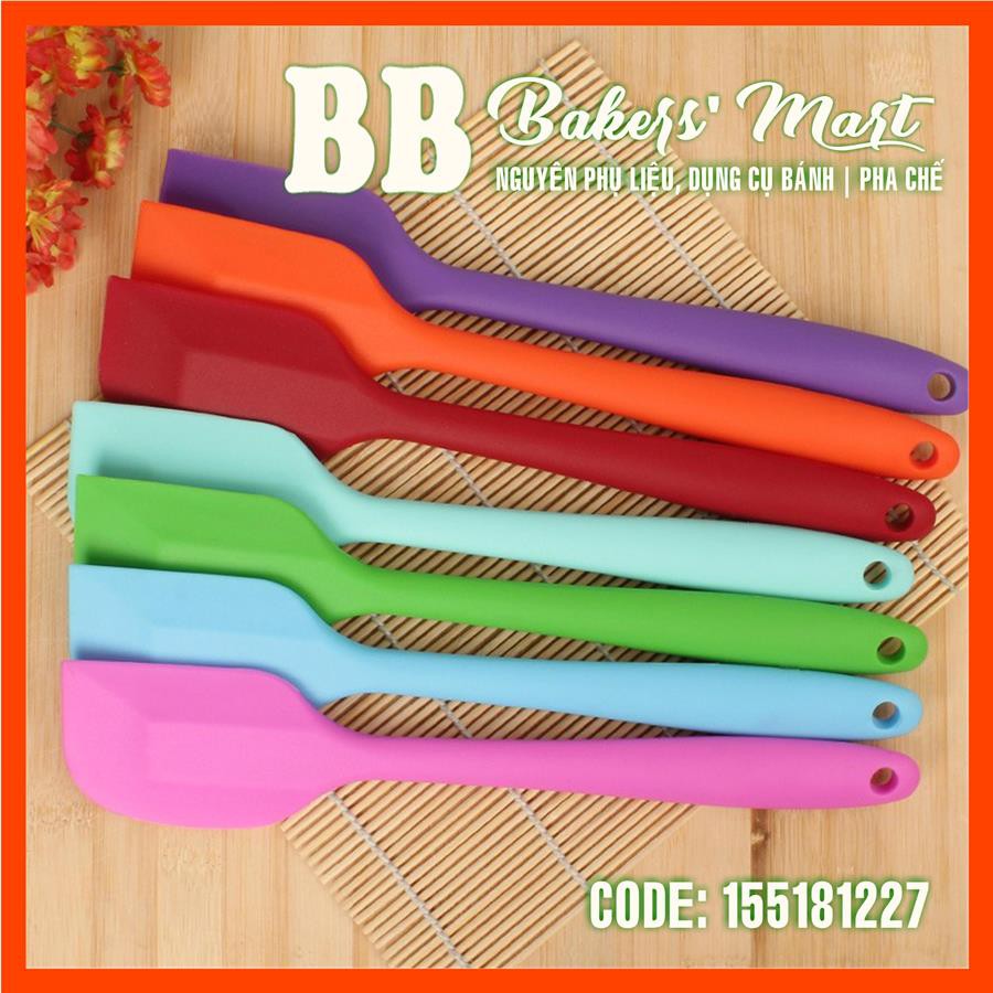 1 MÀU LỚN 28cm - CÂY PHỚI VÉT Spatula dẹt trộn bột silicone đúc liền 1 MÀU (GIAO MÀU SẮC NGẪU NHIÊN)