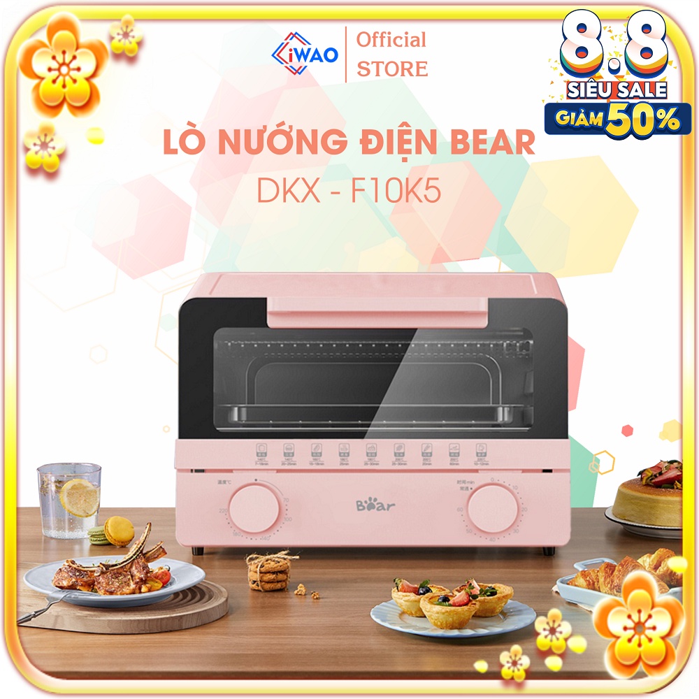 Lò Nướng Mini Bear DKX-F10K5 10L 800W Màu Hồng Pastel Cá Tính - Hàng chính hãng - Bảo hành 18 tháng
