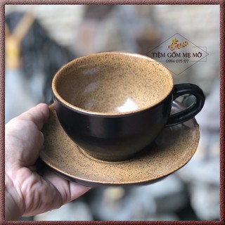 Tách trà Set capuchino ly cafe dung tích 200ml men gốm gốm sứ Bát Tràng
