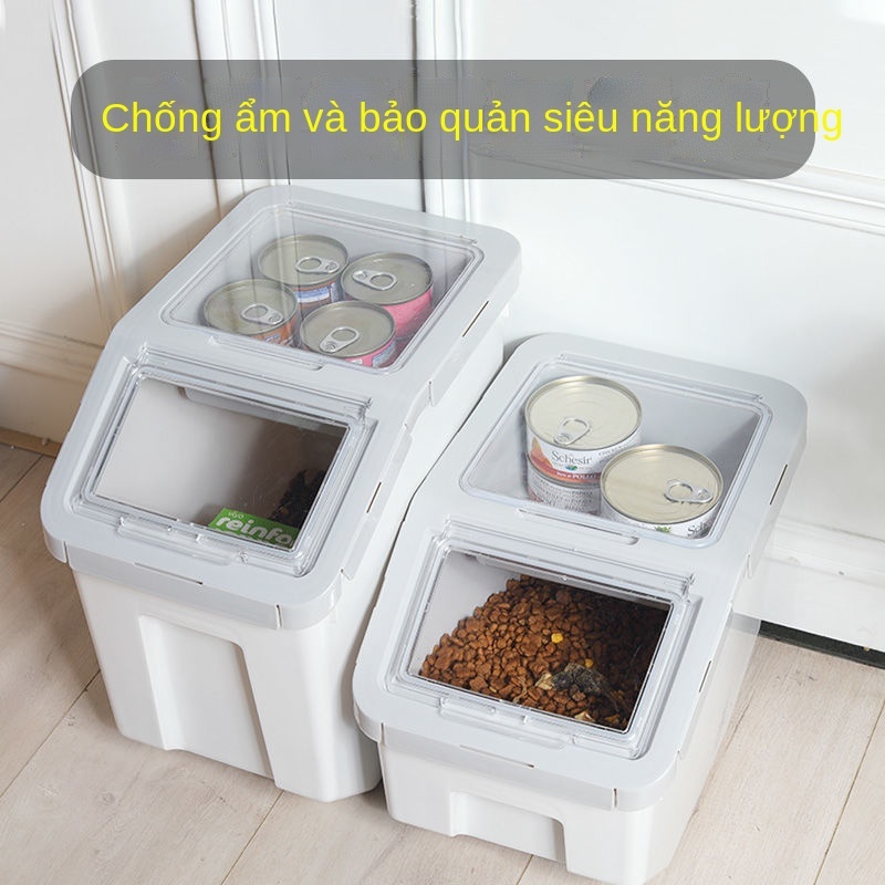 ▼Xô đựng thức ăn cho thú cưng, thức ăn cho mèo, chó sói và chó, thức ăn nhẹ, hộp đựng thức ăn nhẹ dung tích lớn kín đa n