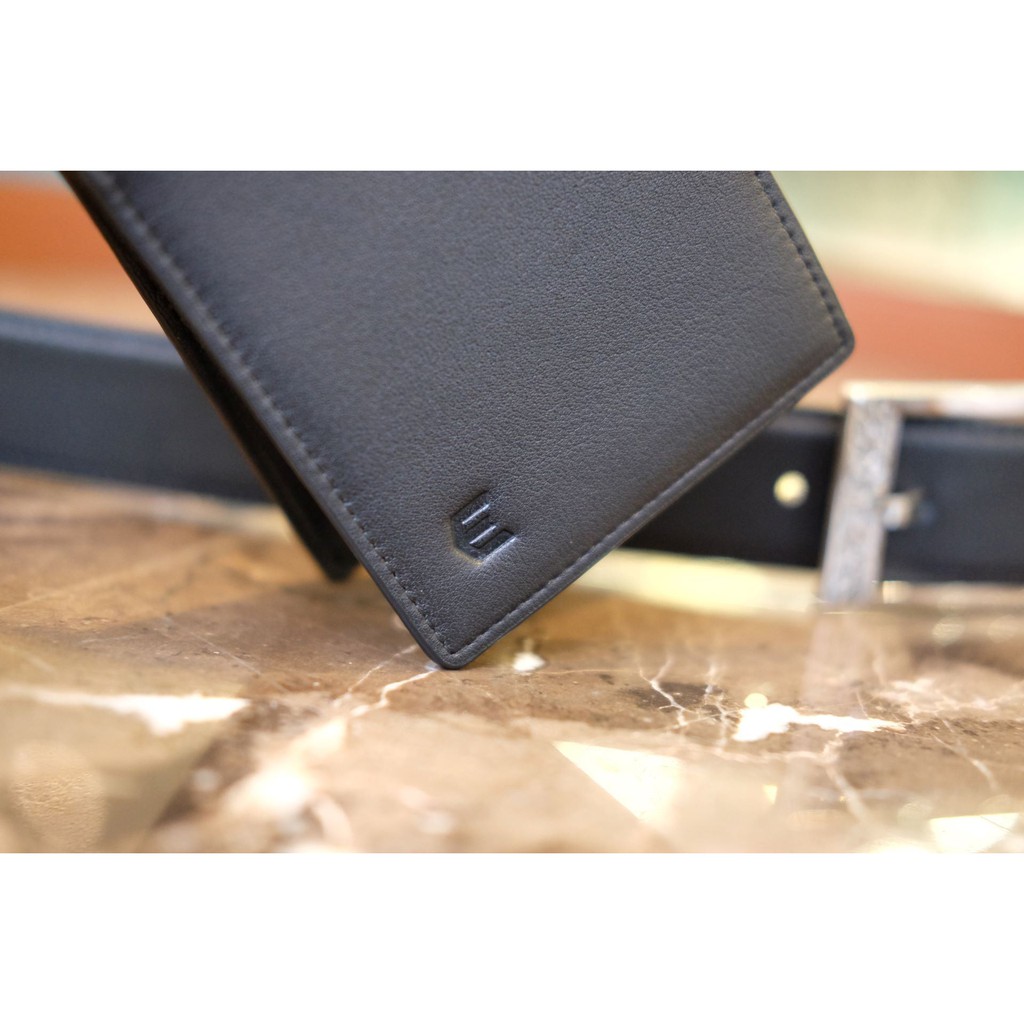 Ví nam LIAM da bò thật dáng ngang màu đen HT79-101