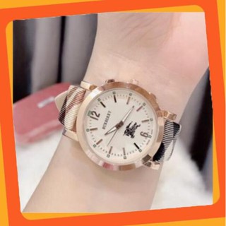 Đồng hồ burberry nữ dây da sọc kẻ cao cấp - versa.watch