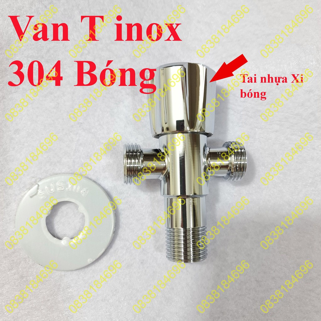 Van chia nước bồn cầu và tay xịt vệ sinh inox 304, khóa chữ T chữ F