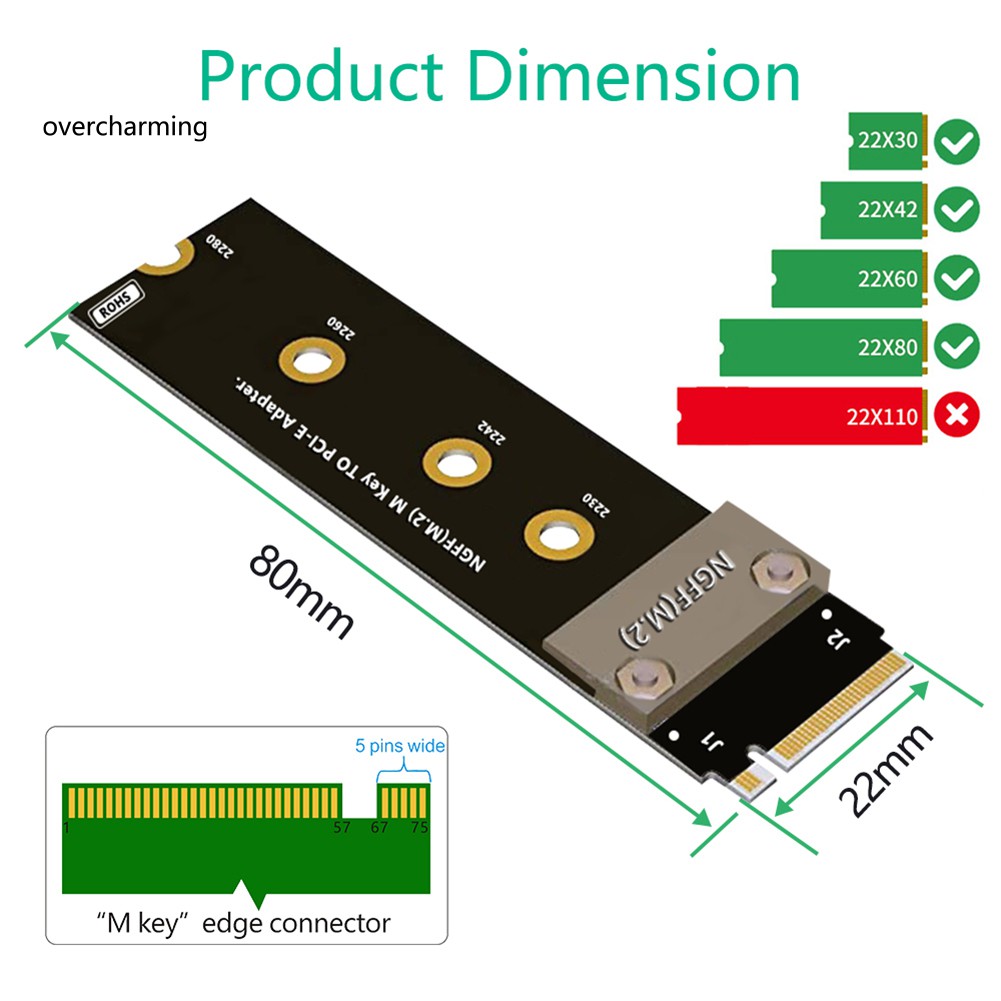 Đầu Chuyển Đổi Mở Rộng M.2 Ngff Sang 90 / 180 Độ Pci-E 3.0 X16