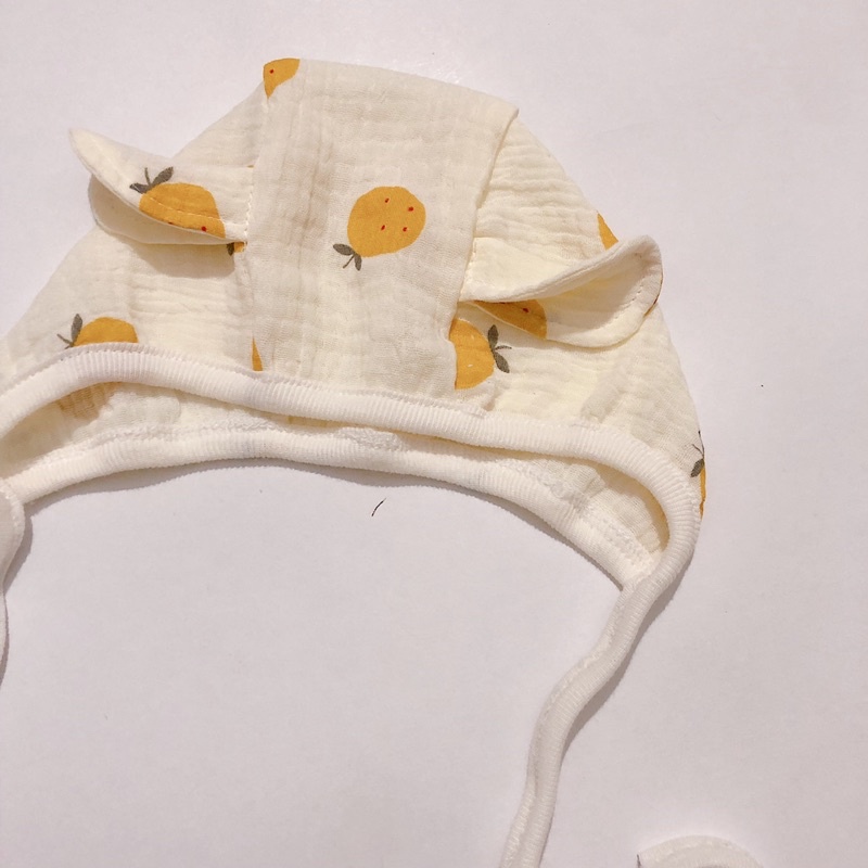 Mũ Bonnet chất liệu xô muslin hoạ tiết xinh xắn cho bé