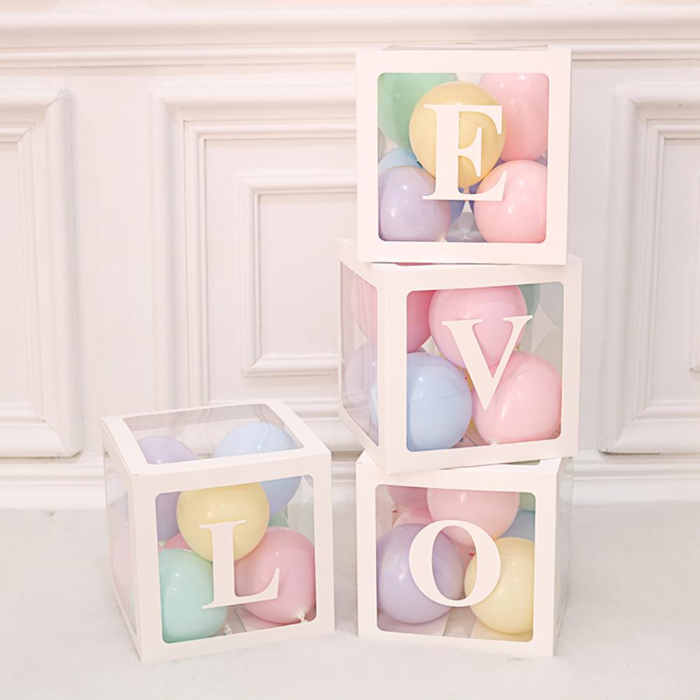 Hộp Bong Bóng Trong Suốt Hình Chữ Cái Từ A-Z 27 * 27cm Trang Trí Tiệc Balloon Box Birthday Wedding Party Decoration Backdrop Baby Shower Decor for Birth of Kids