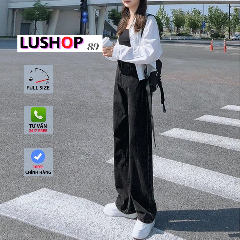Quần jean bò ống rộng quần jean bò ống suông jeans nữ lưng cao cạp cao quần nữ đẹp hot QT27 lushop89 | BigBuy360 - bigbuy360.vn