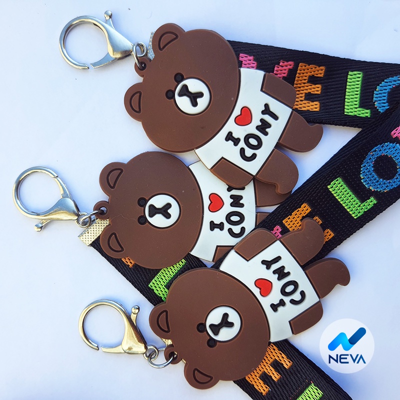 Móc Khóa Gấu Brown Mặc Áo Love Cony Siêu Cute (cao su) PK36