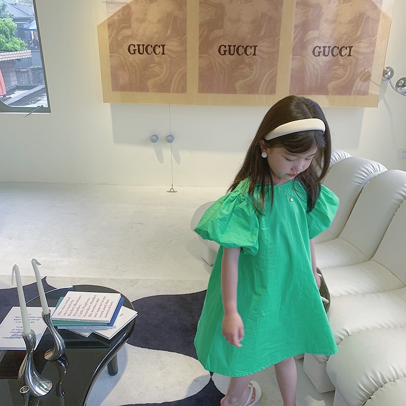 Đầm Tay Phồng Ngắn Phong Cách Hàn Quốc Thời Trang Mùa Hè Xinh Xắn Cho Bé Gái