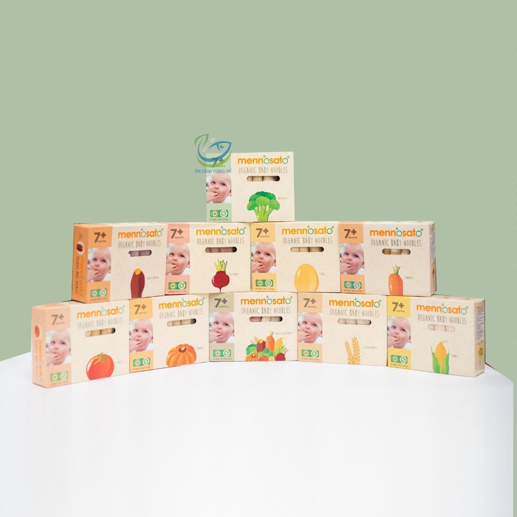 Mì somen rau củ hữu cơ cho bé Mennosato chính hãng, mì nui ăn dặm cho bé 7 tháng