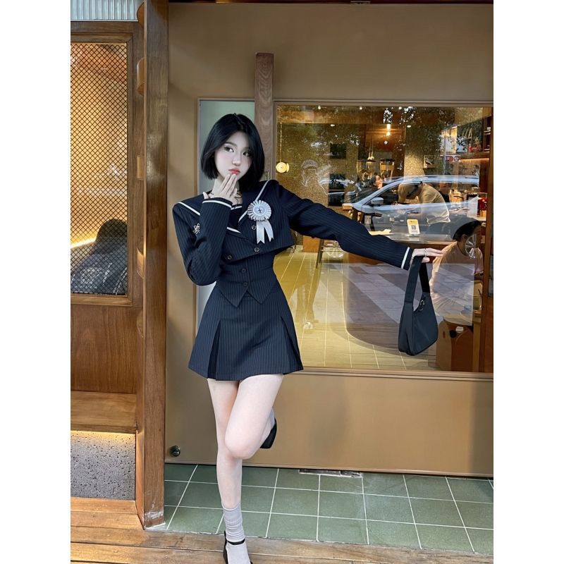 Đầm Nữ Cổ Thủy Thủ Lưng Cao Thời Trang Anh Quốc