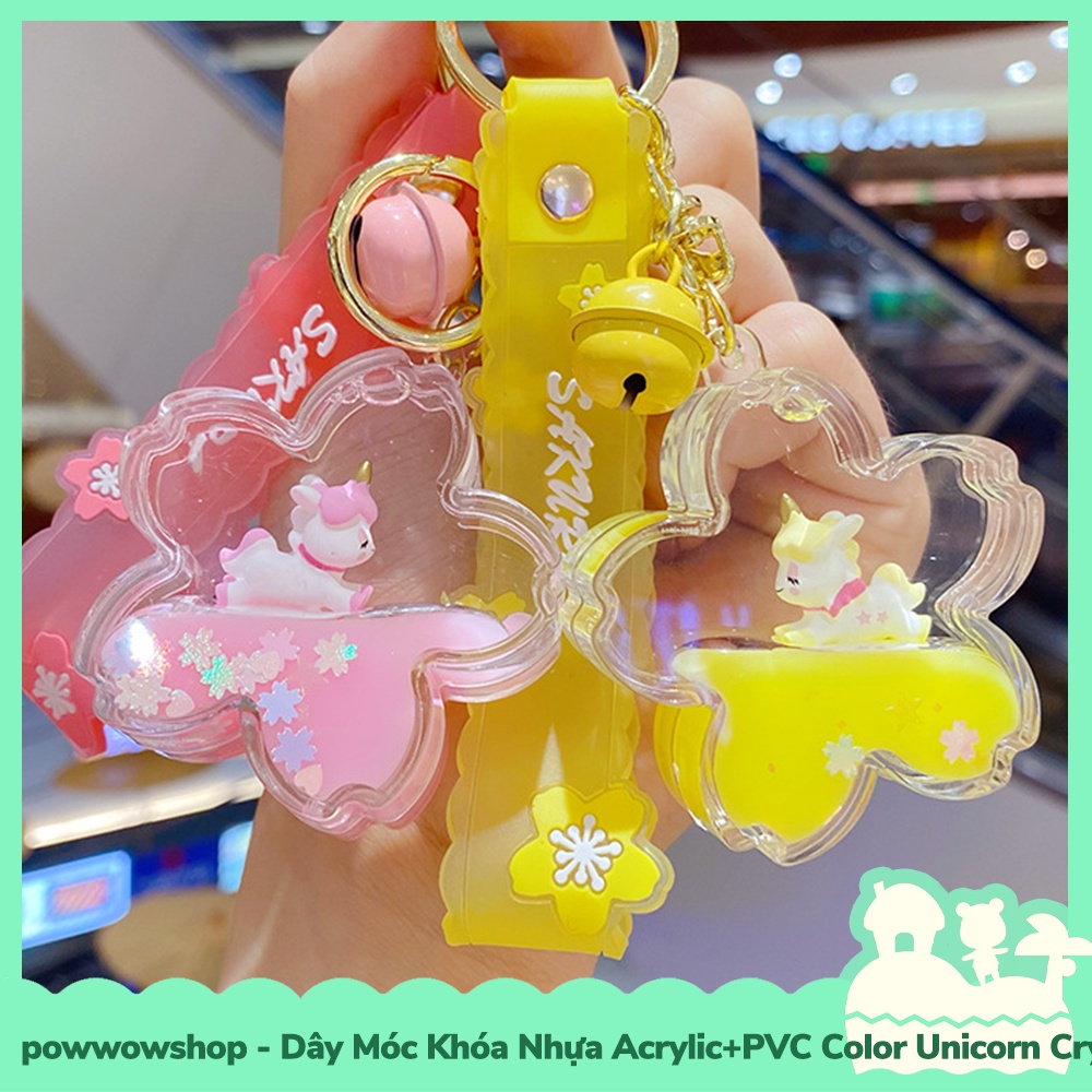 [Sẵn VN - Hỏa Tốc] Dây Móc Khóa Nhựa Acrylic+PVC Trong Suốt Mẫu Colorful Unicorn Crystal Transparent