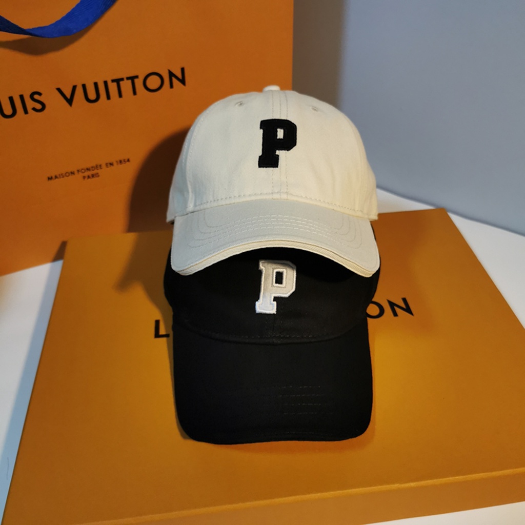 Mũ lưỡi trai, nón kết thêu chữ P màu đen trắng phong cách Ulzzang phù hợp đi chơi, đi học, basic, M03