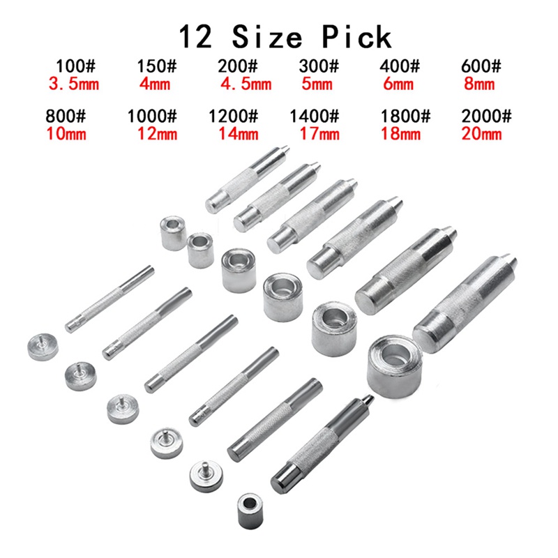 Set 12 Khoen Tròn Bằng Thép Cacbon 3.5-20Mm Tự Làm Túi Xách