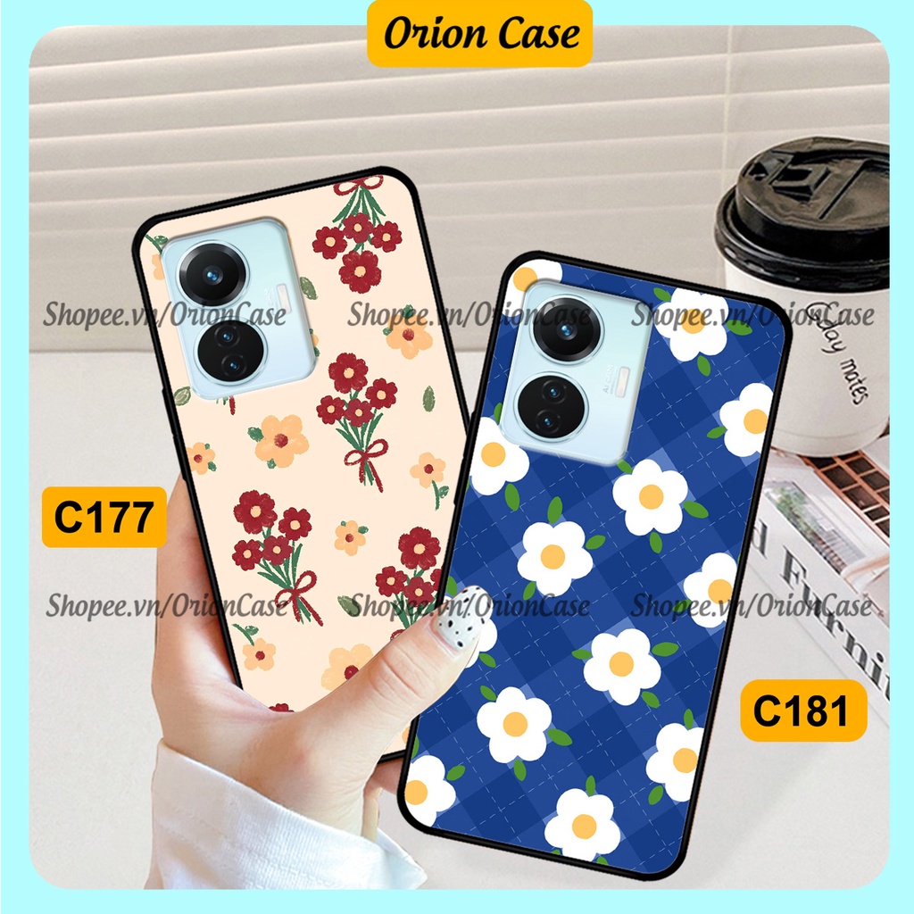 Ốp lưng Vivo Y55 2022 in hình hoa cỏ nhẹ nhàng,họa tiết caro xinh xắn.ốp lưng chống sốc.