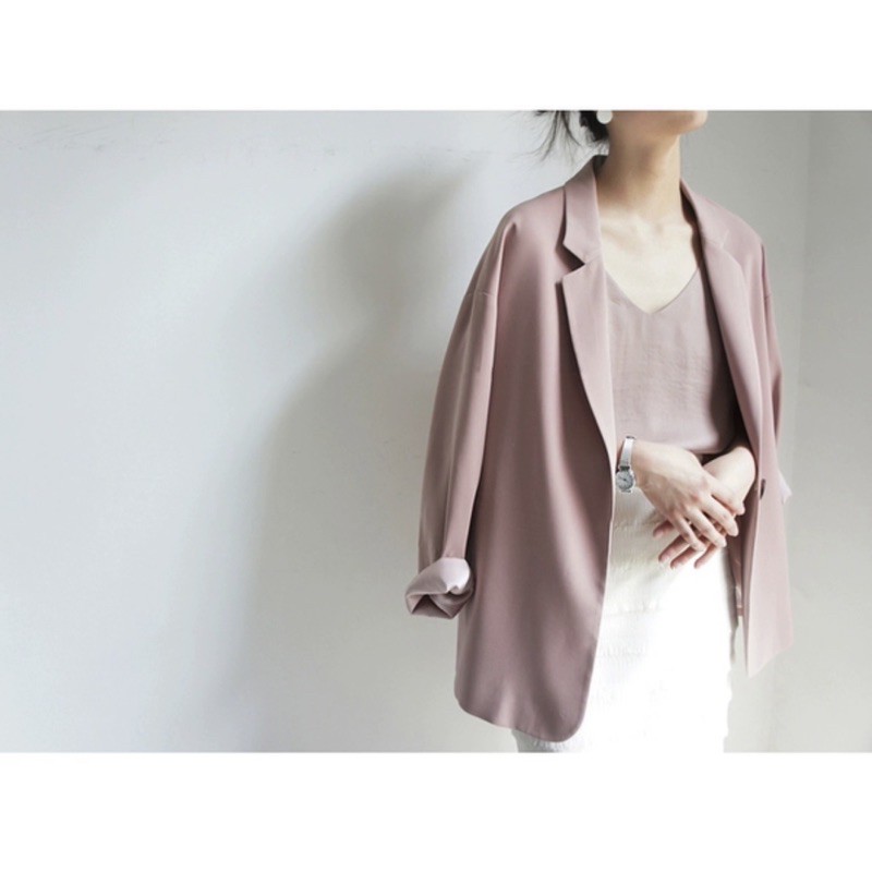 Áo blazer nữ màu hồng vải tuyết mưa cao cấp xuất dư | BigBuy360 - bigbuy360.vn
