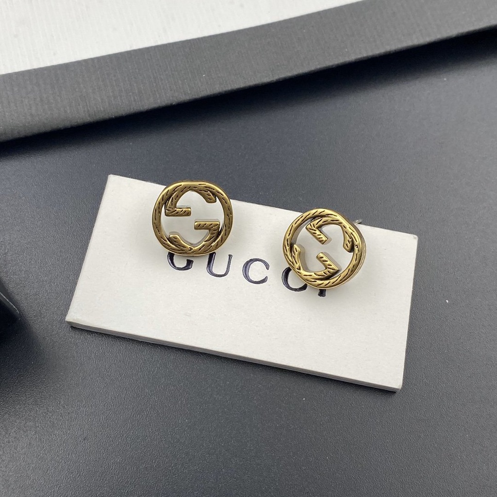 Bông Tai Gucci Bằng Thép Titan Hình Logo GG Đôi Thời Trang Cho Nữ