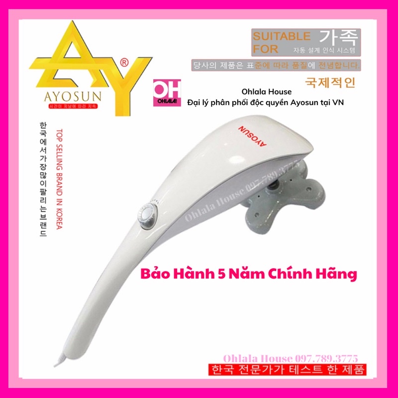 [CHÍNH HÃNG-BH 5 NĂM] Máy massage cầm tay 11 đầu Ayosun Hàn Quốc - Ohlala House đại lý phân phối