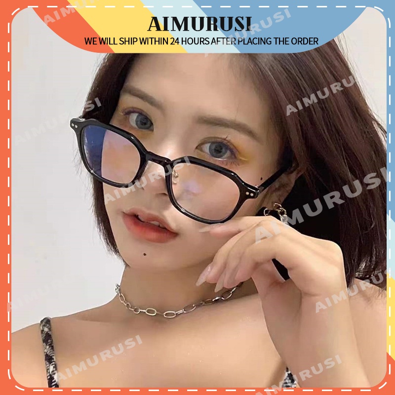 (AIMURUSI) COD Mát Gọng Nhỏ Không Đối Xứng Chống Ánh Sáng Xanh Thời Trang Hàn Quốc Retro Mới Unisex Kính
