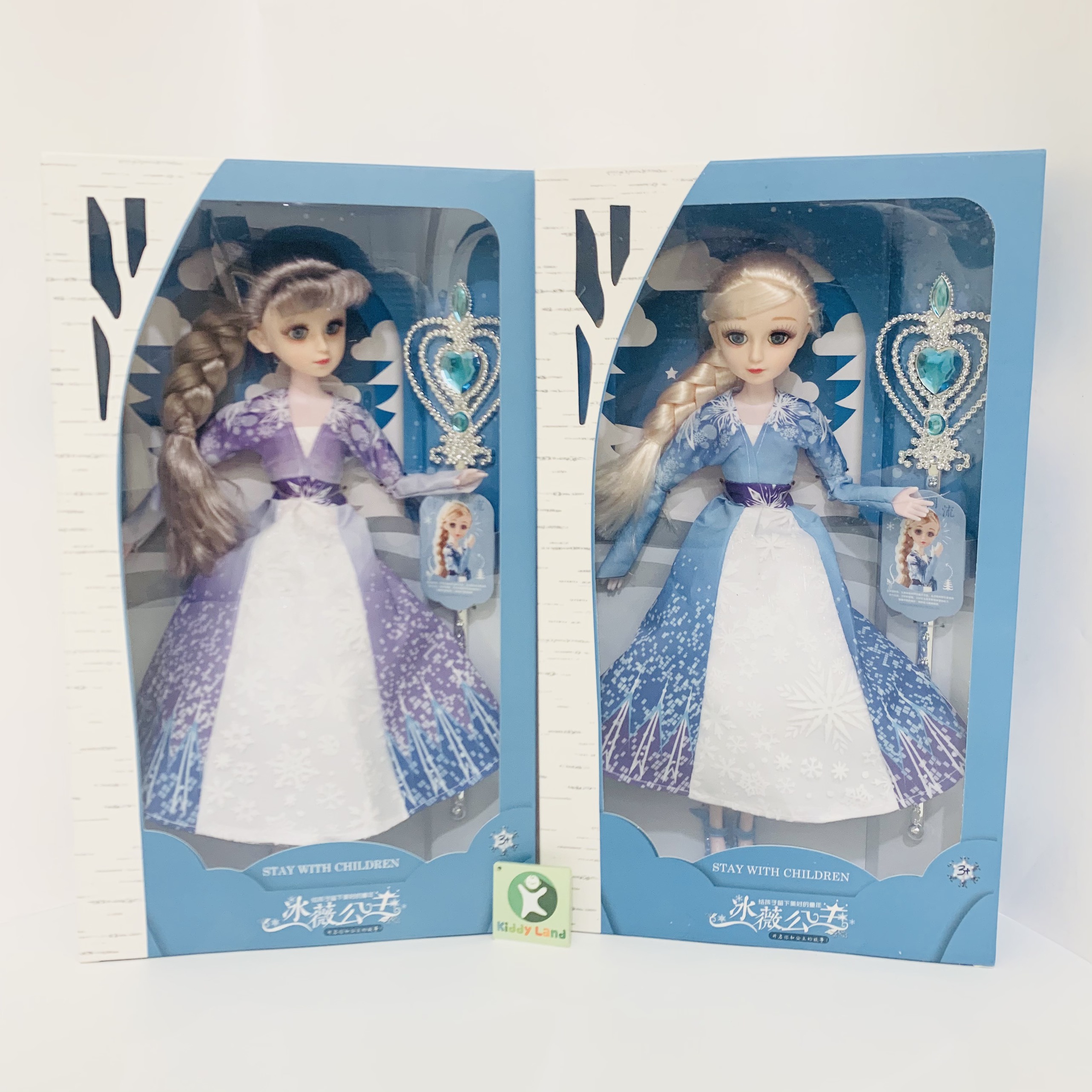 [Ảnh thật] Búp bê Elsa 5D Nữ Hoàng Băng Giá Hàng Đẹp Cỡ To nhắm mở mắt, tóc mây tết tóc