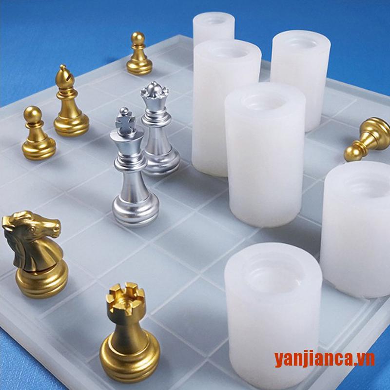 Khuôn Silicone Hình Quân Cờ Vua Quốc Tế Làm Đất Sét Epoxy Resin DIY