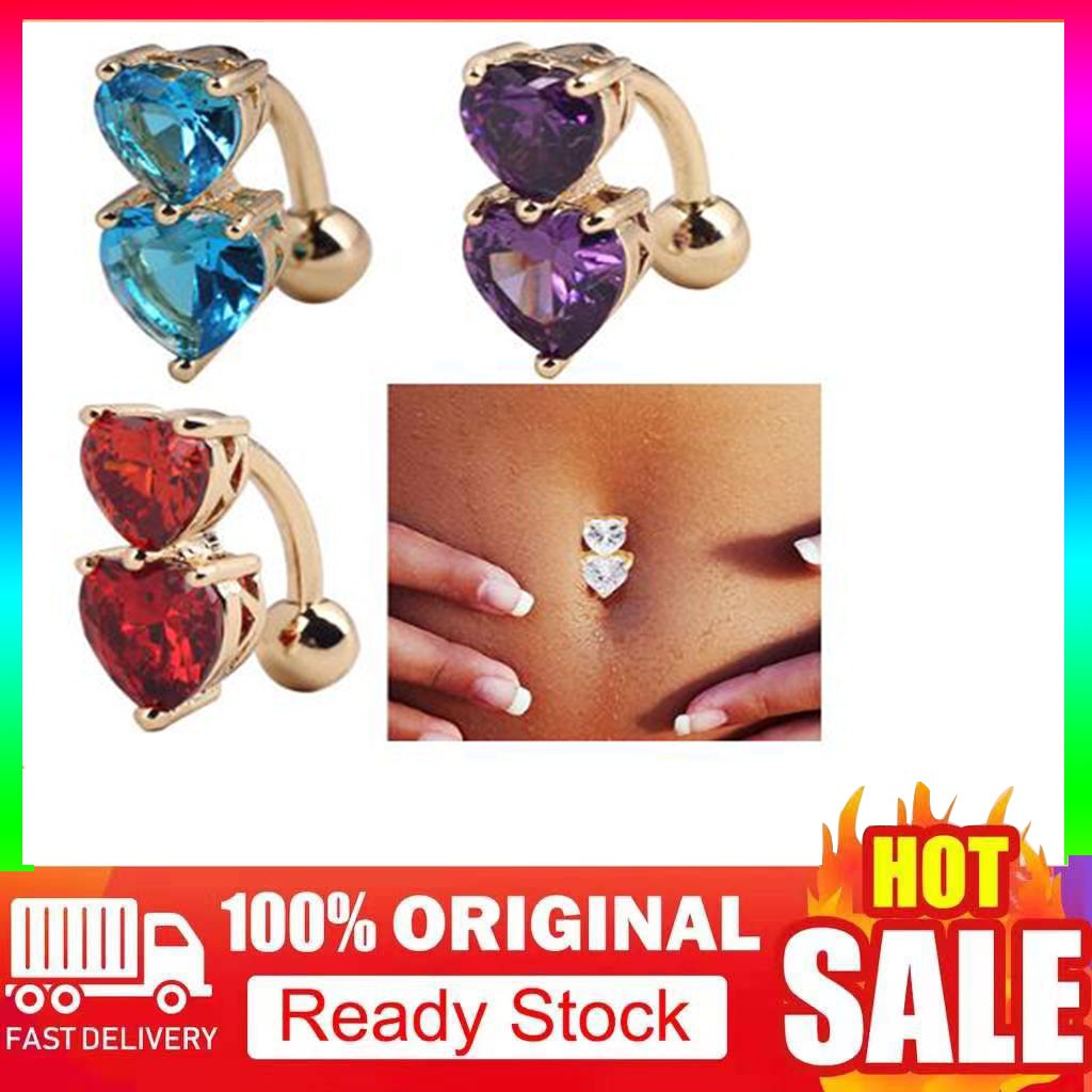Khuyên rốn đính đá hình trái tim xinh xắn