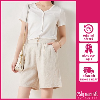Quần đùi đũi nữ, quần short nữ chất đũi khóa thật lưng chun siêu mát hàng đẹp