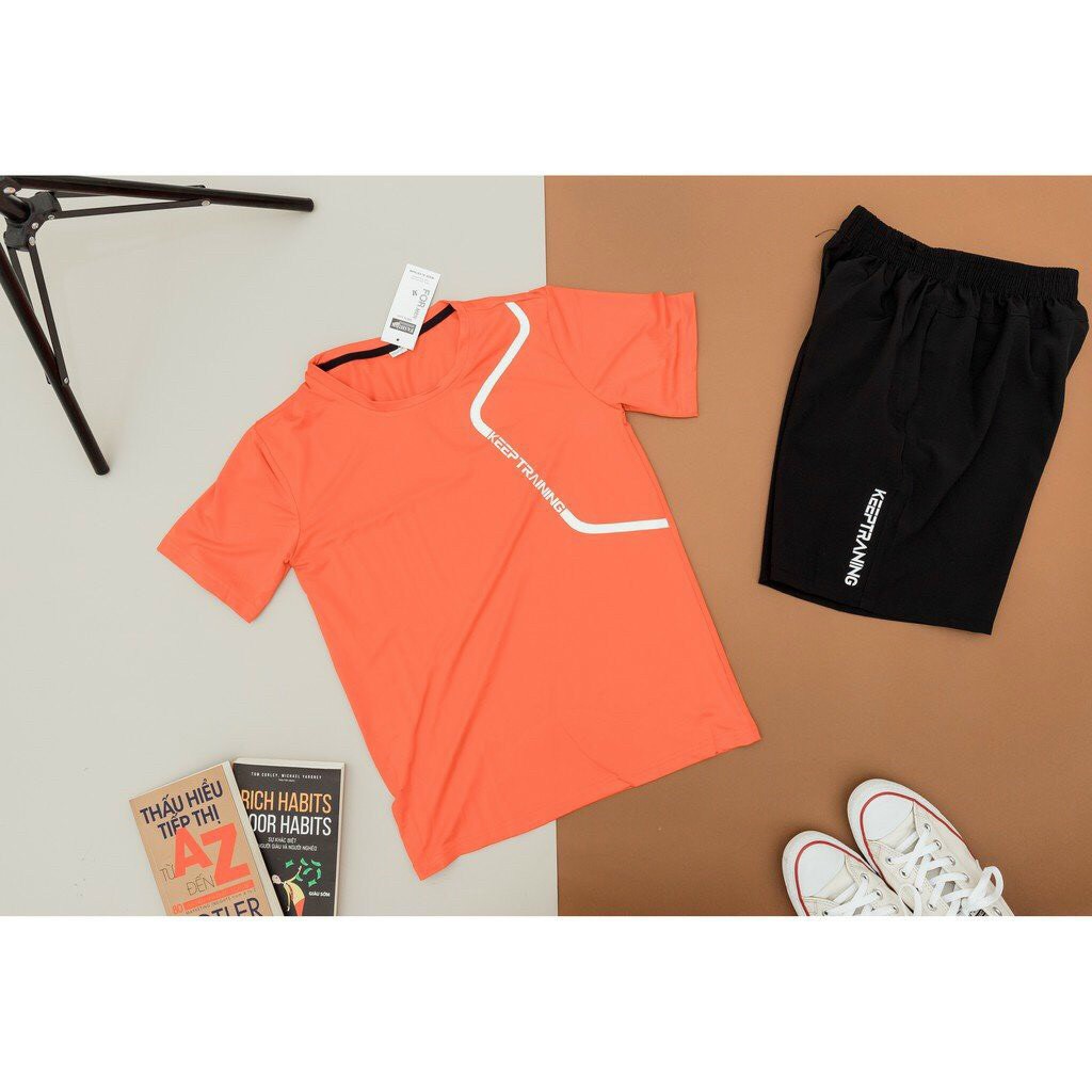 Bộ thun thể thao nam KEEPTRAINING 👉FREESHIP👈chất thun lạnh co dãn 4 chiều thoáng mát, nổi bật có kèm ảnh thật | BigBuy360 - bigbuy360.vn