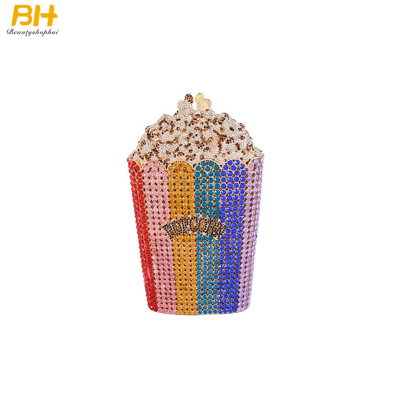 Túi Đựng Điện Thoại Di Động Hình Bắp Rang Bơ Đính Đá Pha Lê Dễ Thương Sáng Tạo