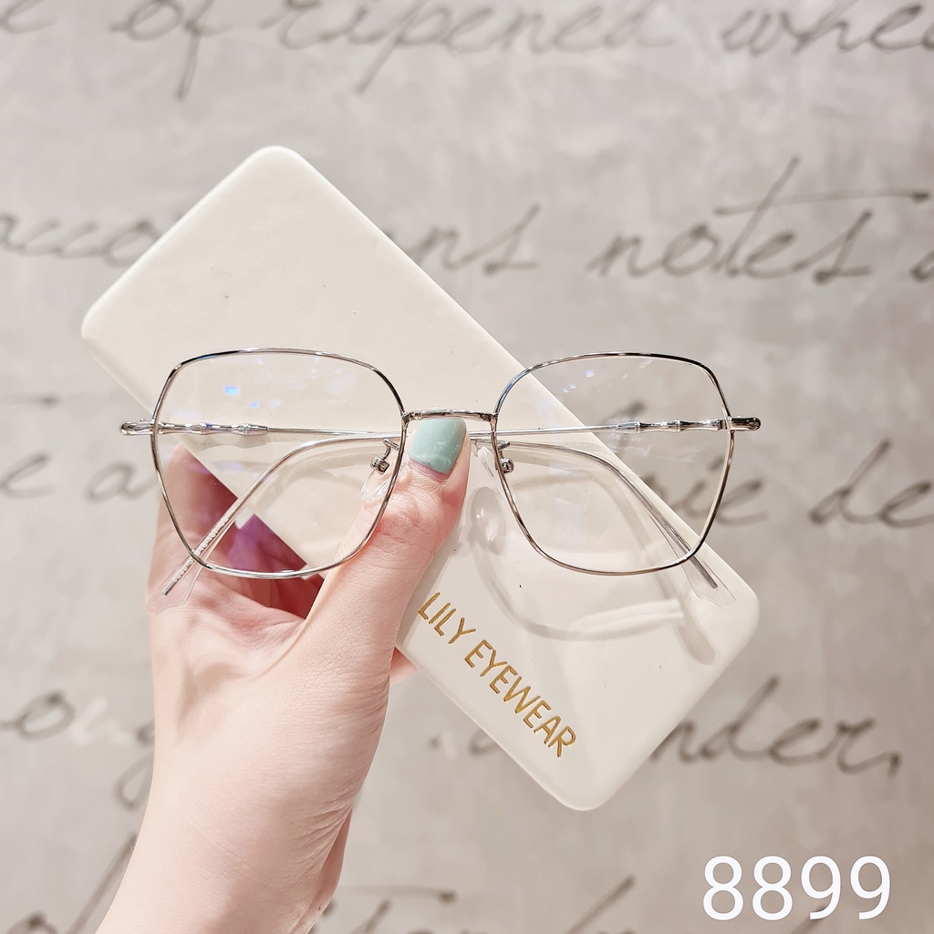 Gọng kính cận nữ Lilyeyewear mắt kính vuông to chất liệu kim loại thanh mảnh màu sắc thời trang 8899