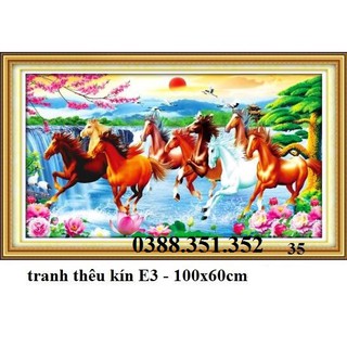 Tranh thêu chữ thập thêu kín Ngựa mã đáo thành công 100*60cm