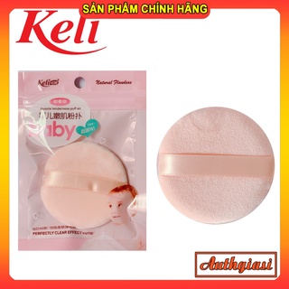 Bông đánh phấn phủ khô nén bột Keli Baby siêu mịn size vừa F019