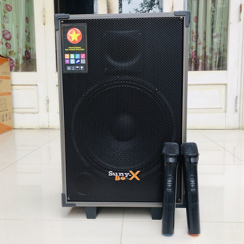 Loa Kéo BASS 30 vỏ gỗ , 2 Micro Không Dây Hút Âm , Mạch Delay Cao Cấp