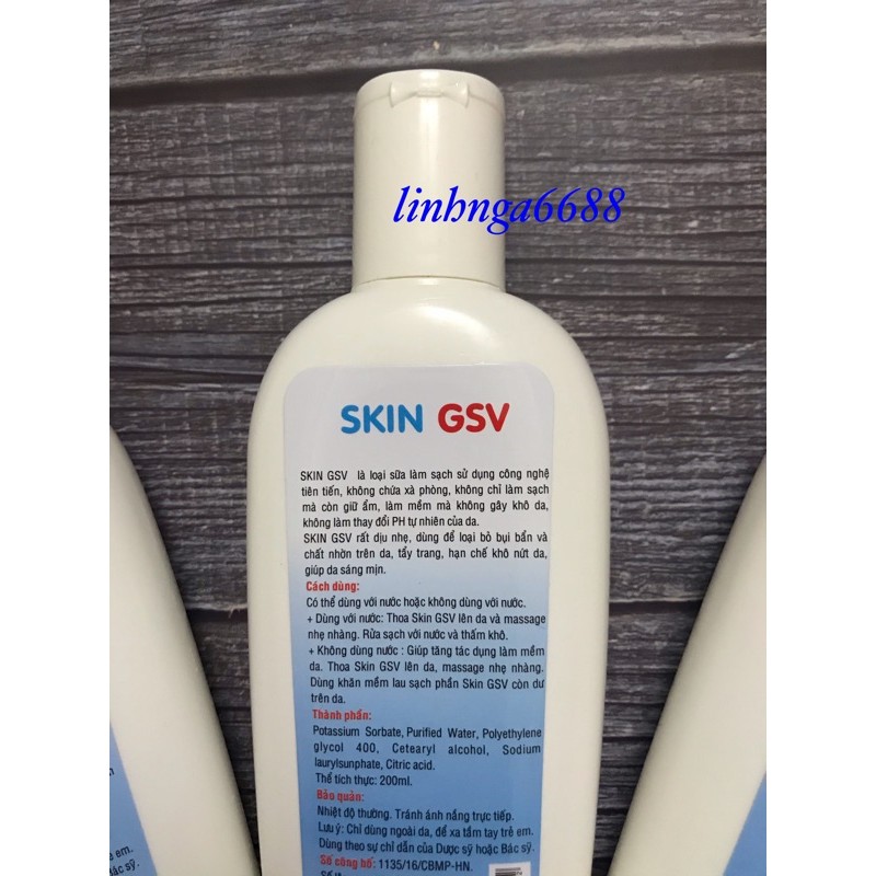 SKIN GSV - Sữa làm sạch da không chứa xà phòng 200ml