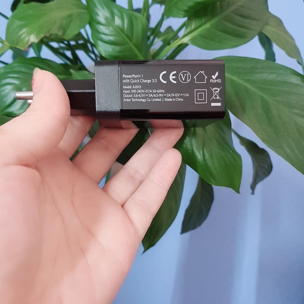 Củ Sạc Nhanh Anker 18w - A2013 - Quick Charge 3.0 (Có PowerIQ) - [PowerPort+ 1] - Chính Hãng Anker - Bảo Hành 12 Tháng