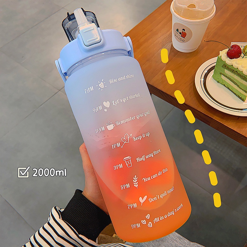 Bình Nước Bằng Nhựa Dung Tích 2L Có Ống Hút Chịu Nhiệt Độ Cao