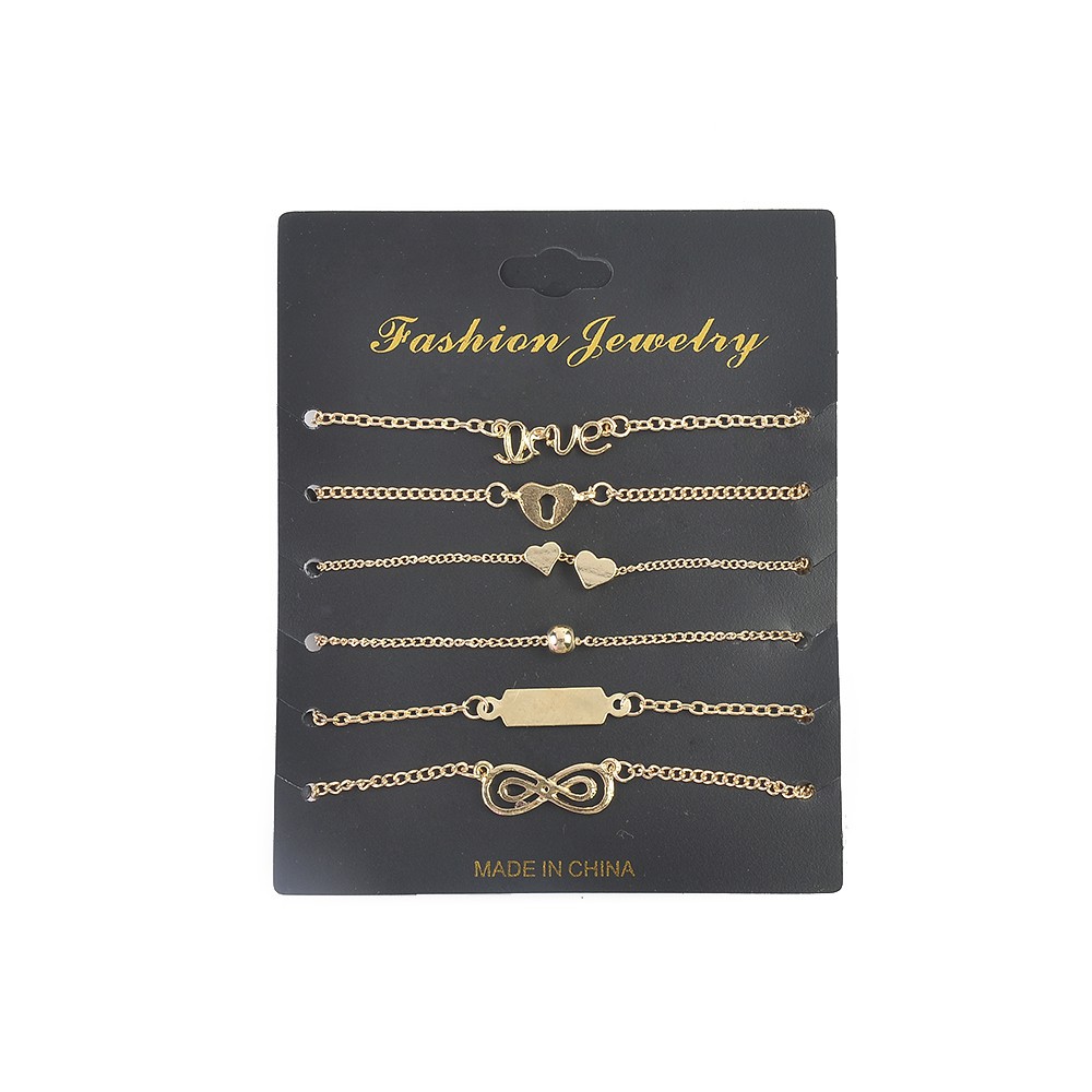 Bộ 5 vòng đeo tay thời trang bằng hợp kim mạ vàng đầy cá tính