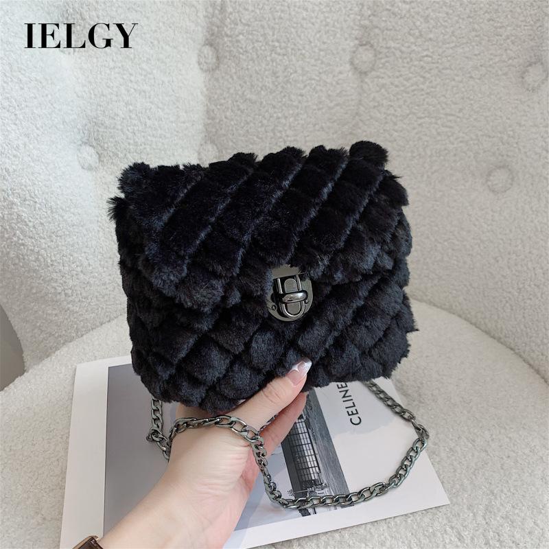 Túi đeo chéo IELGY phủ vải lông thời trang đơn giản dành cho nữ