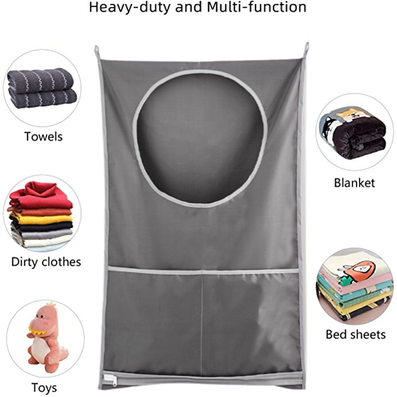 1 Giỏ Đựng Đồ Giặt Sức Chứa Lớn Tiết Kiệm Không Gian Có 2 Móc Treo Cho Nhà Tắm