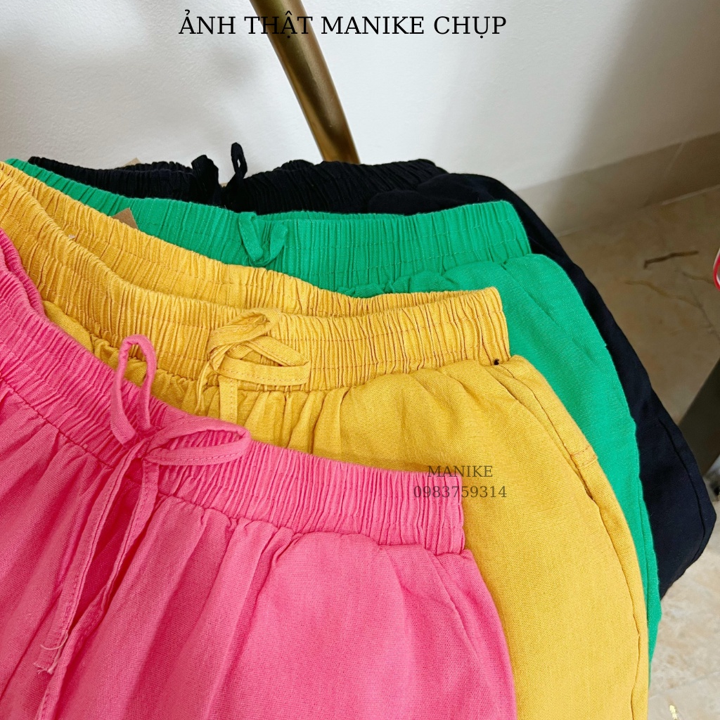 Quần Đùi Nữ Manike Chất Thô Kaki Mặc Nhà Đi Chơi Dáng Short Cạp Cao Lưng Thun