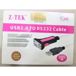 Cáp USB to ra RS232 Z-TEK Chính Hảng ZE533A ( Chipset FTDI,USB 2.0 dài 1,8met, tương thích rộng )