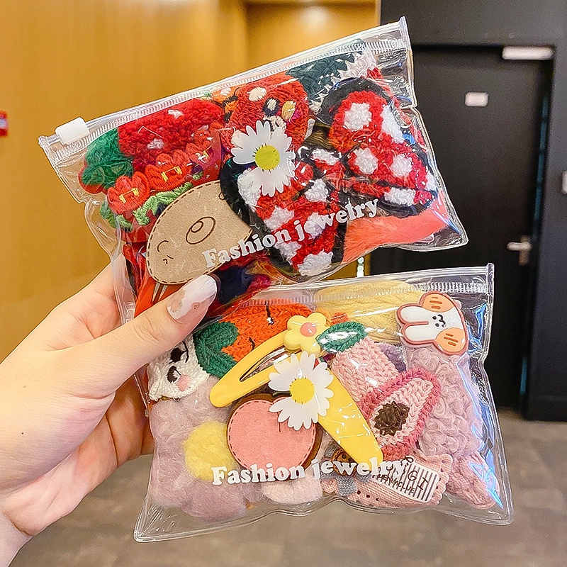 Bộ kẹp tóc phối lông nhung kiểu Hàn Quốc dễ thương thích hợp cho bé kẹp tóc cho bé